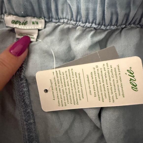 Aerie Light Wash Drawstring Pull On‎ Shorts Size Medium NWT - Picture 6 of 7